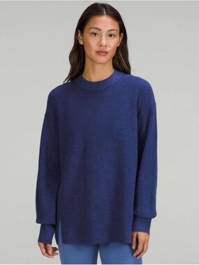Lululemon Merino Wool Blend Sweater Ribbed Crewneck Heathered Psychic 8
